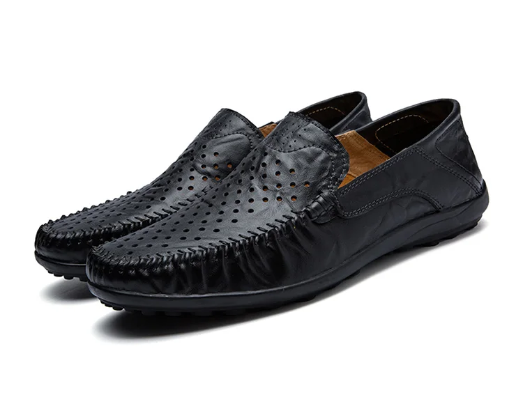 Мужские лоферы летние сетчатые Мужские лёгкие ботинки модные Пояса из натуральной кожи слипоны водонепроницаемые Мокасины обувь для