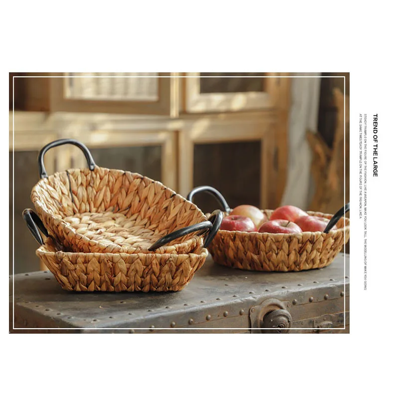 

Creative Storage Basket Wicker Ornament Storage Rack Sundries Storage Baskets Desktop Art Decor Home Decoation Accessories Gifts