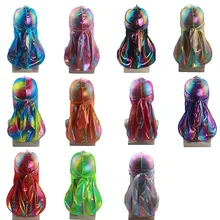 Мужской Блестящий шелковистый Durags тюрбан волосы красочные блестящие банданы головные уборы повязки для волос аксессуары для волос волна шапки тряпки шляпа