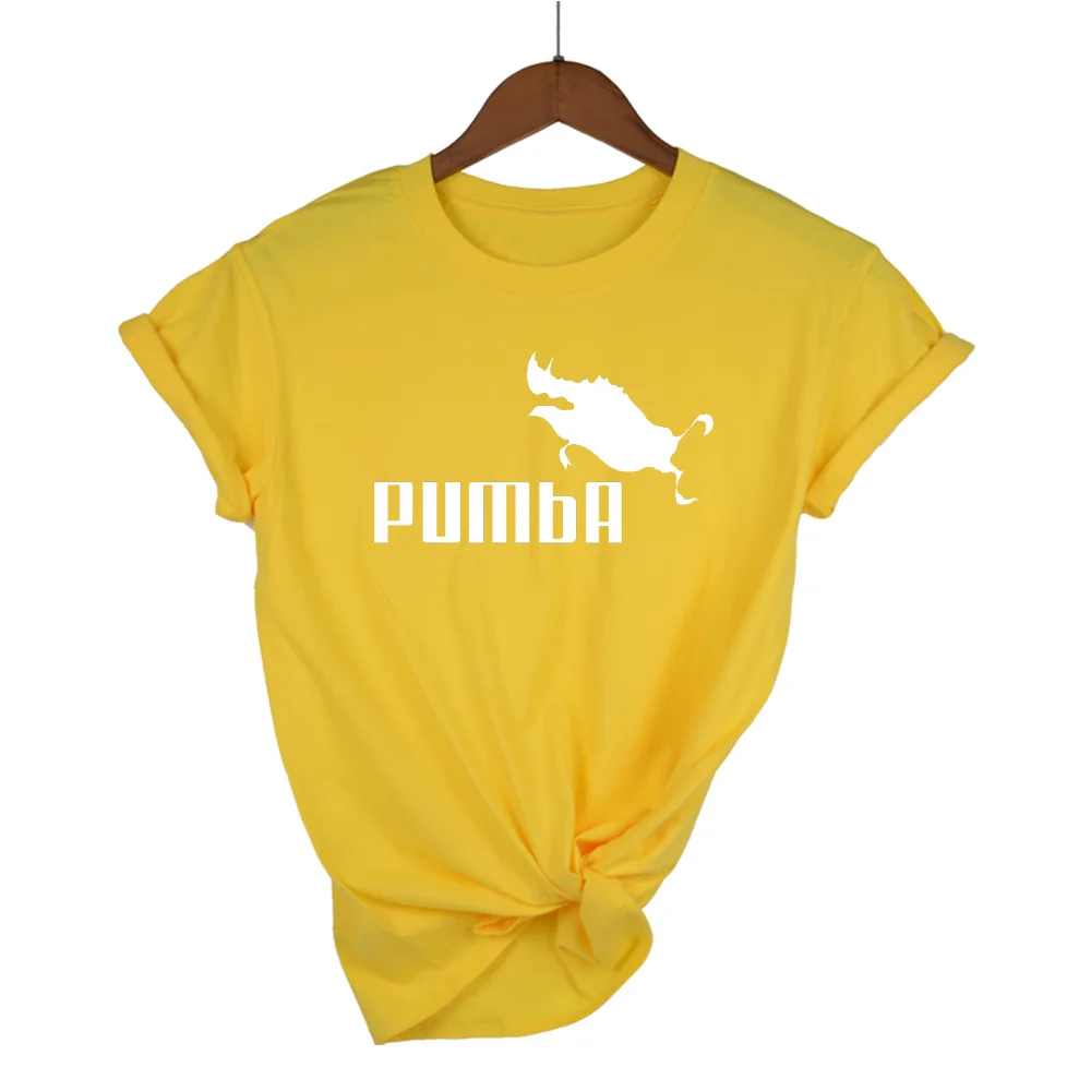Забавная Футболка Harajuku, милые футболки homme Pumba, женские повседневные хлопковые топы с короткими рукавами, крутая футболка, летний Трикотажный костюм, футболка - Цвет: yellow 1
