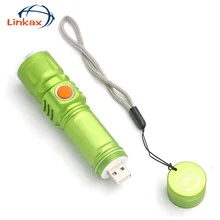 Портативный Мини Вспышка светильник XM-L T6 светодиодный USB 2-в-1 Точечный светильник фонарь Перезаряжаемый 18650 встроенный аккумулятор водонепроницаемый светильник флэш-светильник