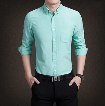 Новинка, 11 цветов, M-5XL, модные мужские рубашки с длинным рукавом, приталенные мужские рубашки, новые модели рубашек - Цвет: Армейский зеленый