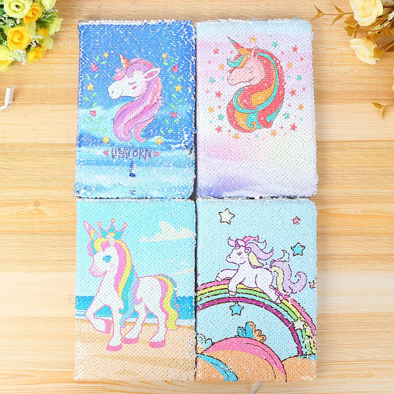 

New A5 Notebook Color Reversible Sequin Unicorn Diary Notebook 78 Page Notebook Journal DIY Personal Diary Note Book