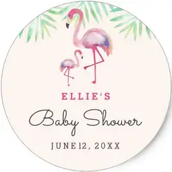 1.5 дюйма Розовый фламинго Baby Shower Стикеры