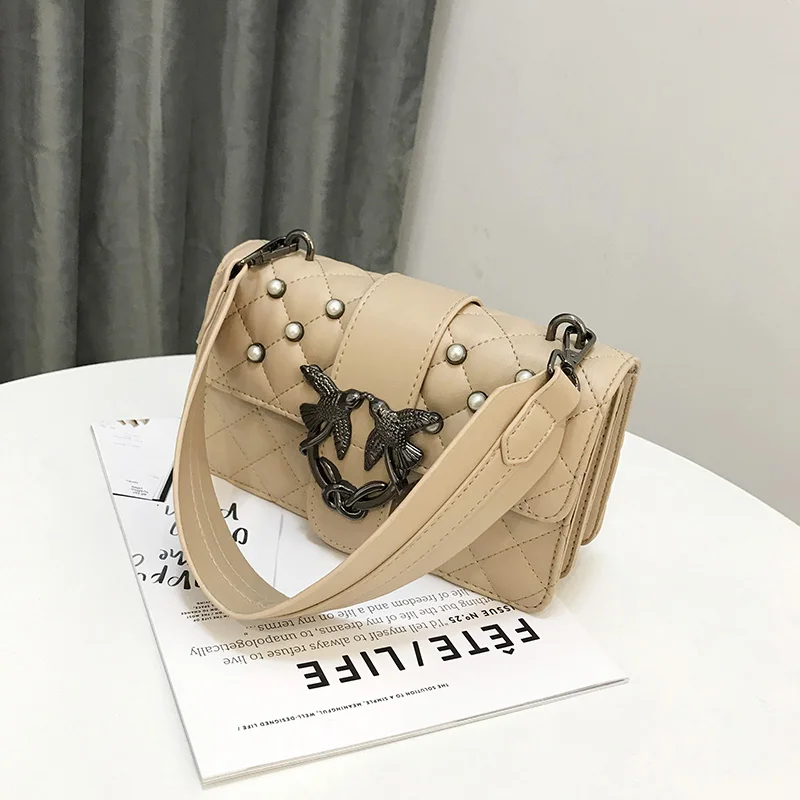 2018 Luxury Brand Women Chain Shoulder Bag pearl Messenger Bags Famous Designer Swallow Lock Lady Bag/Handbag Clutch Purse