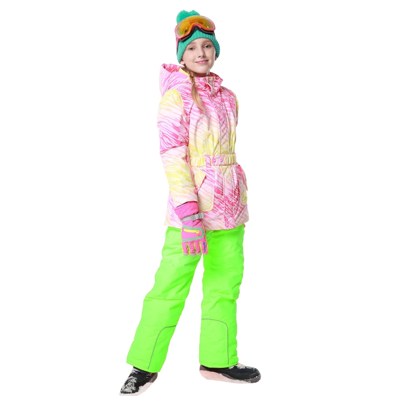 

Dollplus 2019 Girls Ski Set Winter Warm Ski Jacket Pants Chilldren Outdoor Waterproof Windproof Snow Sport for Suit Girls 6-16T