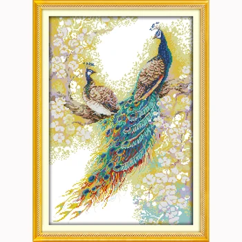 

The peacock couples animal Pattern Embroidery Needlework Kits Home Decoration DIY Handmade Cross Stitching Cross Stitch 37*51cm