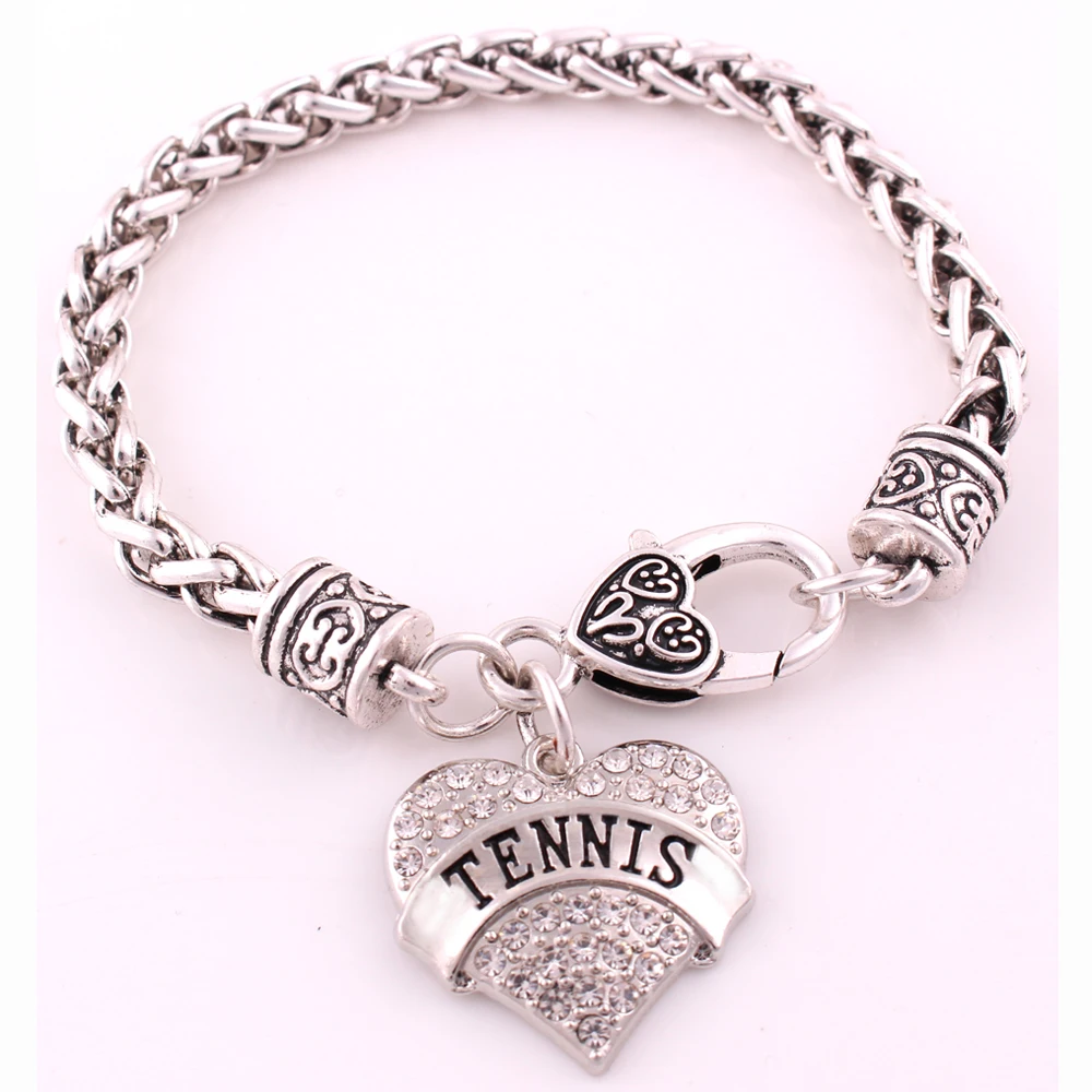 Fashion rhodium plated studded with sparkling crystal TENNIS charm