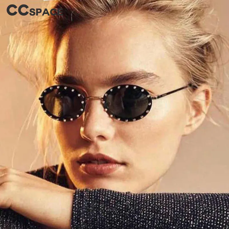 

Diamond Oval Small Frame Luxury Sunglasses Men Women Fashion Shades UV400 Vintage Glasses 46127