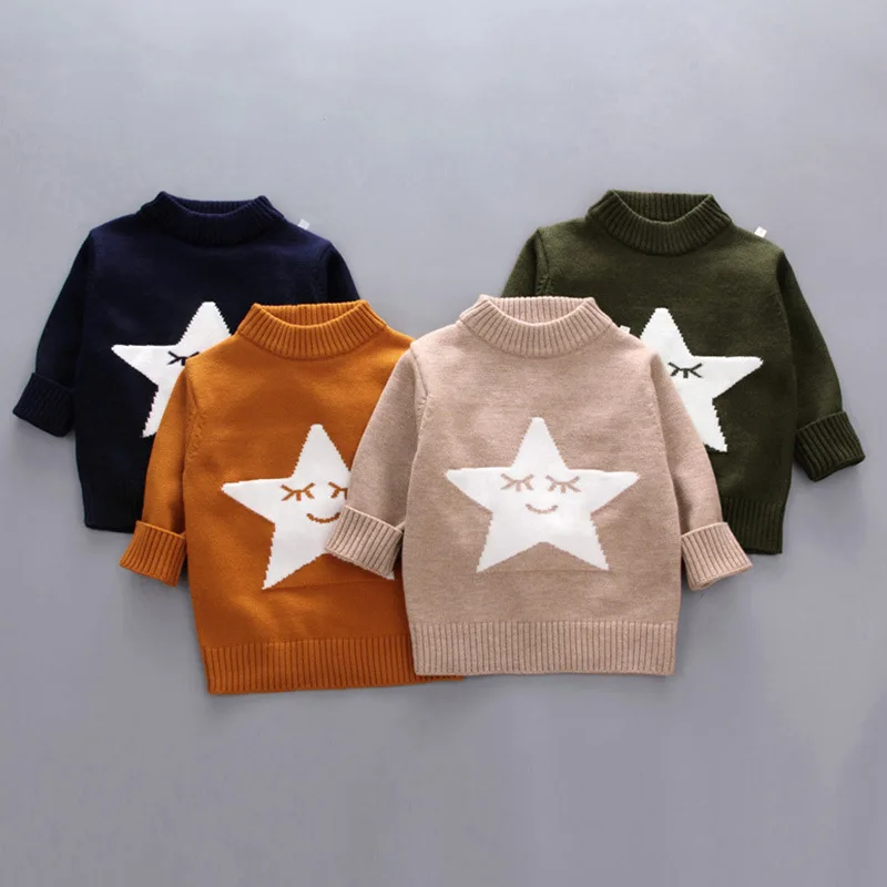 

Five-point Star Girls Sweaters Pullover Christmas Kids Clothes Winter Warm Boys Jacket Toddler Sweater for 18M-5 Years Old