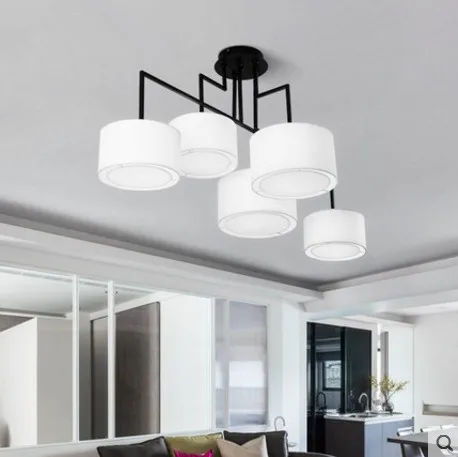 Современный минимализм светодиодная Люстра для гостиной неправильный блеск E27 ткань оттенков люстра освещение, лампа для установки в помещении светильники