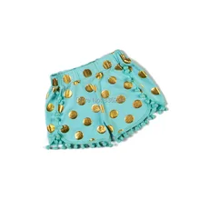 Новое поступление, летние шорты в Золотой горошек с помпонами для девочек, детские шорты с помпонами для маленьких девочек