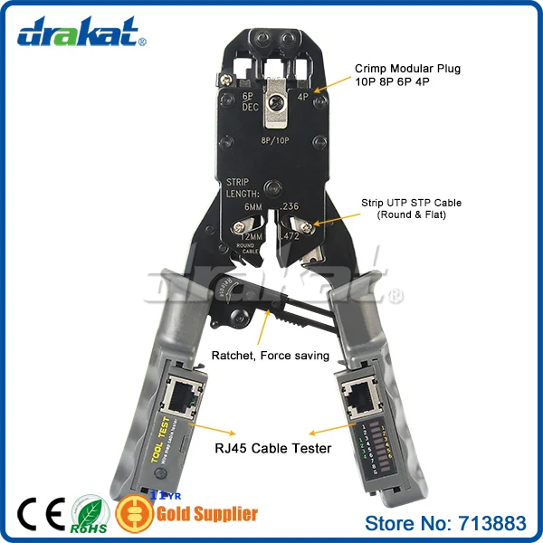 Network RJ45 Cable Tester Crimper 10P/8P/6P/4Ptester crimperrj45
