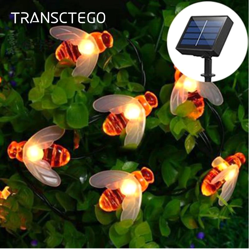 

Solar Powered Honey Bee String Light 30 LED Solar Garden Light Outdoor Honeybee Fairy Lamp For Patio Lawn Landscape Decoration