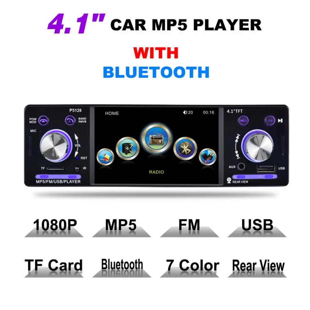 

4.1 Inch 1 Din Autoradio Bluetooth HD Auto Car Stereo Radio MP3 MP5 Player Support USB FM TF AUX with Steering Wheel Remote
