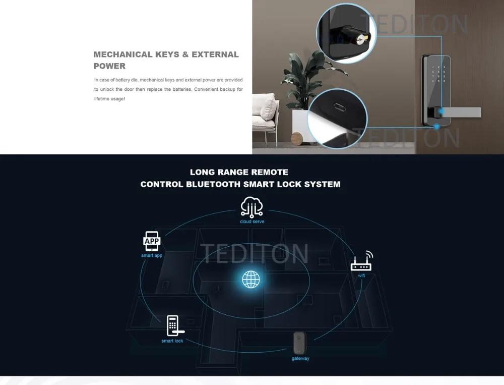 Электронный дверной замок без ключа, пароль, Bluetooth, цифровой умный дверной замок с ТТ-замком, приложение дистанционного управления для дома и квартиры