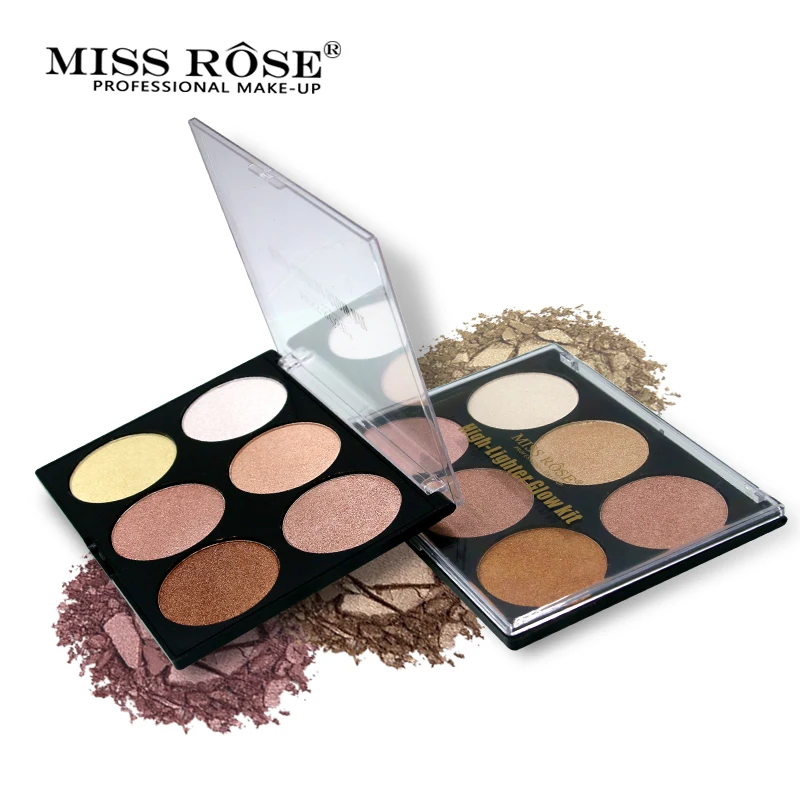 Miss Rose 6 Colors Base Makeup Glow Kit Palette Brighten Highlighter
