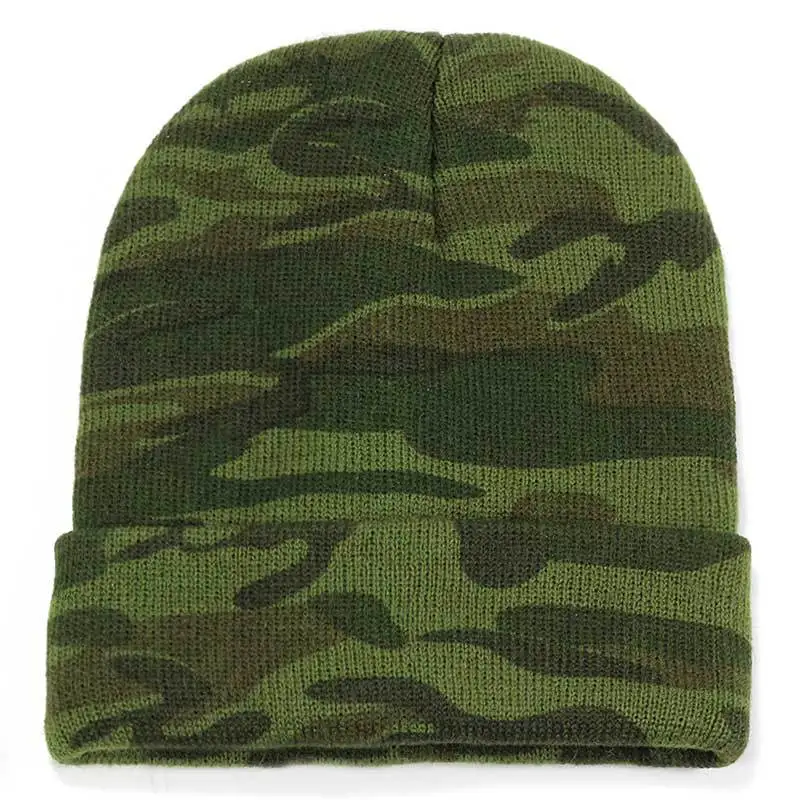 Новые зимние шапки, камуфляжная шапочка, мужская вязаная шапка бини для мужчин, зеленый бонет