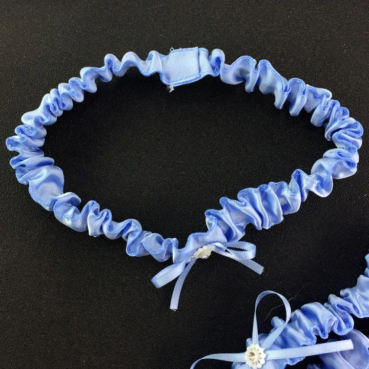 Blue satin bridal garter  