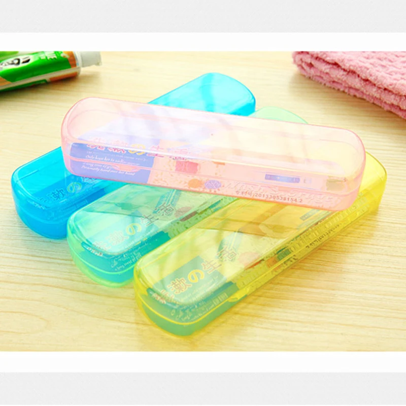

Simple Fashion Travel Portable Toothbrush Toothpaste Storage Box Blue Green Pink Color Container PP Toothbrush Organizer Case