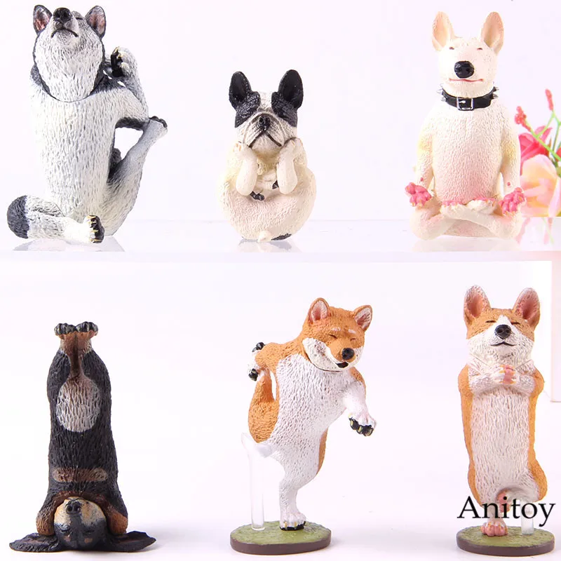 

Animal Life Collection Model Toy Husky Dancing Dog Yoga Dog Corgi Pembroke PVC Action Figure 6pcs/set