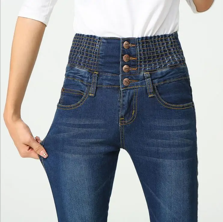 Джинсы новые модные джинсы осень зима Высокая талия MS плюс размер брюки тонкие модные длинные узкие брюки обтягивающие эластичные облегающие джинсы