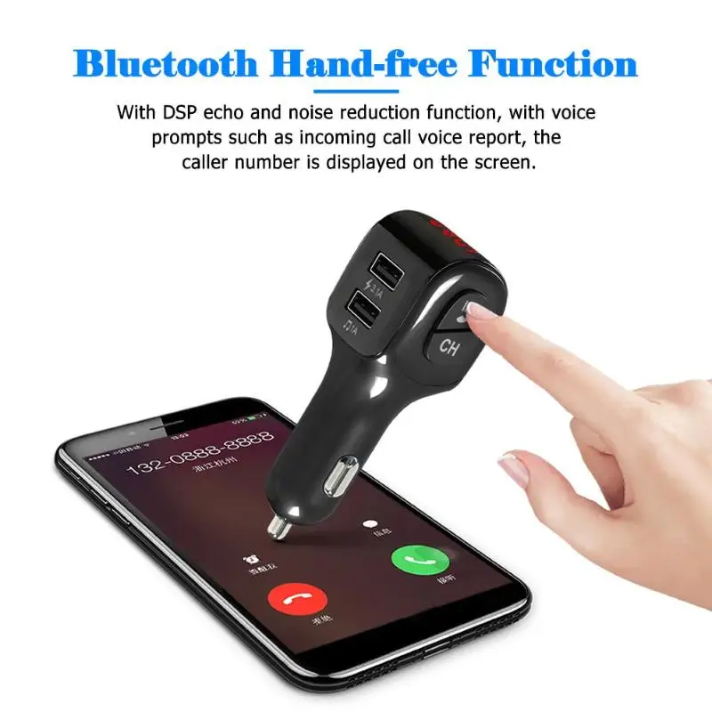 12 V-24 V мини-автомобиль Bluetooth 5,0 fm-передатчик громкой связи Bluetooth автомобильный комплект mp3-плеер с голосовые подсказки Функция двойной Порты usb автомобиля Зарядное устройство