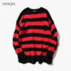 Black Red Striped Sweaters Washed Destroyed Ripped Sweater Men Hole Knit Jumpers Men Women Oversized Sweater Harajuku 1