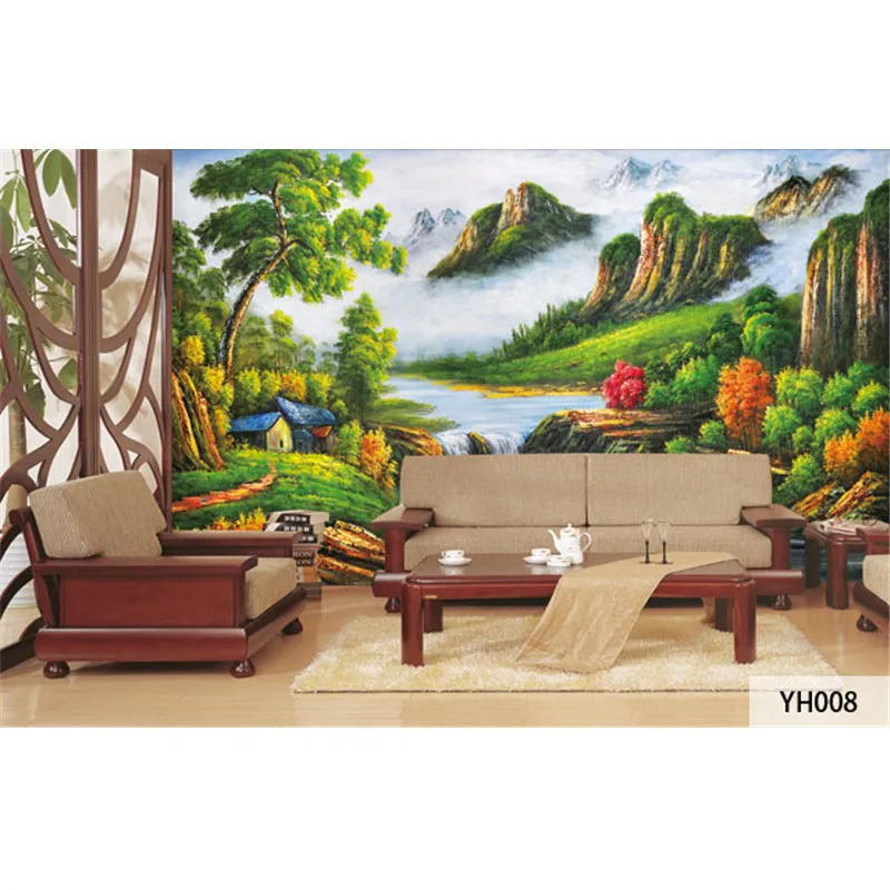 Custom 3D Print DIY Fabric &Textile Wallcoverings For Walls Oil Painting Wallpaper Matt Silk For Living Room Landscape Photo Top Custom 3D Print DIY Fabric &Textile Wallcoverings For Walls Oil Painting Wallpaper Matt Silk For Living Room Landscape Photo Top