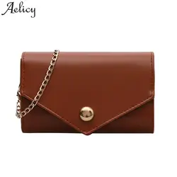 Aelicy роскошная сумка Для женщин цепи чистый Цвет из искусственной кожи Crossbody сумки крышка Hasp краткое клапаном сумки небольшой bolsa feminina C30