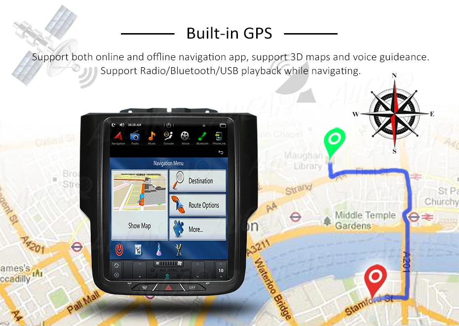 Discount Android 6.0 Tesla Style 10.4" Car DVD Player for Dodge RAM GPS System Audio 2014 - Bluetooth Radio WIFI 4G Vertical Stereo IPS 14
