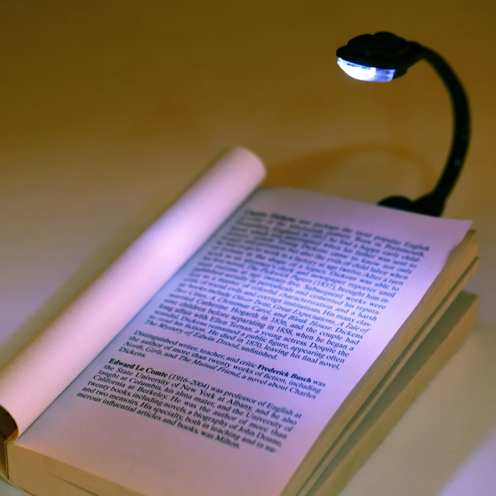 Kebedemm Mini Flexible Clip-On Bright Laptop Book Light White LED Book Reading Light Lamp