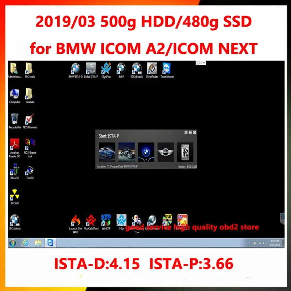

2019.07 for BMW ICOM/ICOM A2/ICOM A3/ICOM NEXT Software HDD/SSD For Win7 System With ESYS Engineers Programming Fit most Laptops