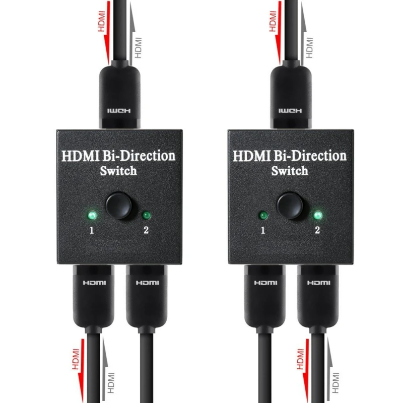 HDMI Switcher 2 Ports 4Kx2K Bi-direction Manual Switch 2x1/1x2 Switch HDCP Passthrough Supports 4K