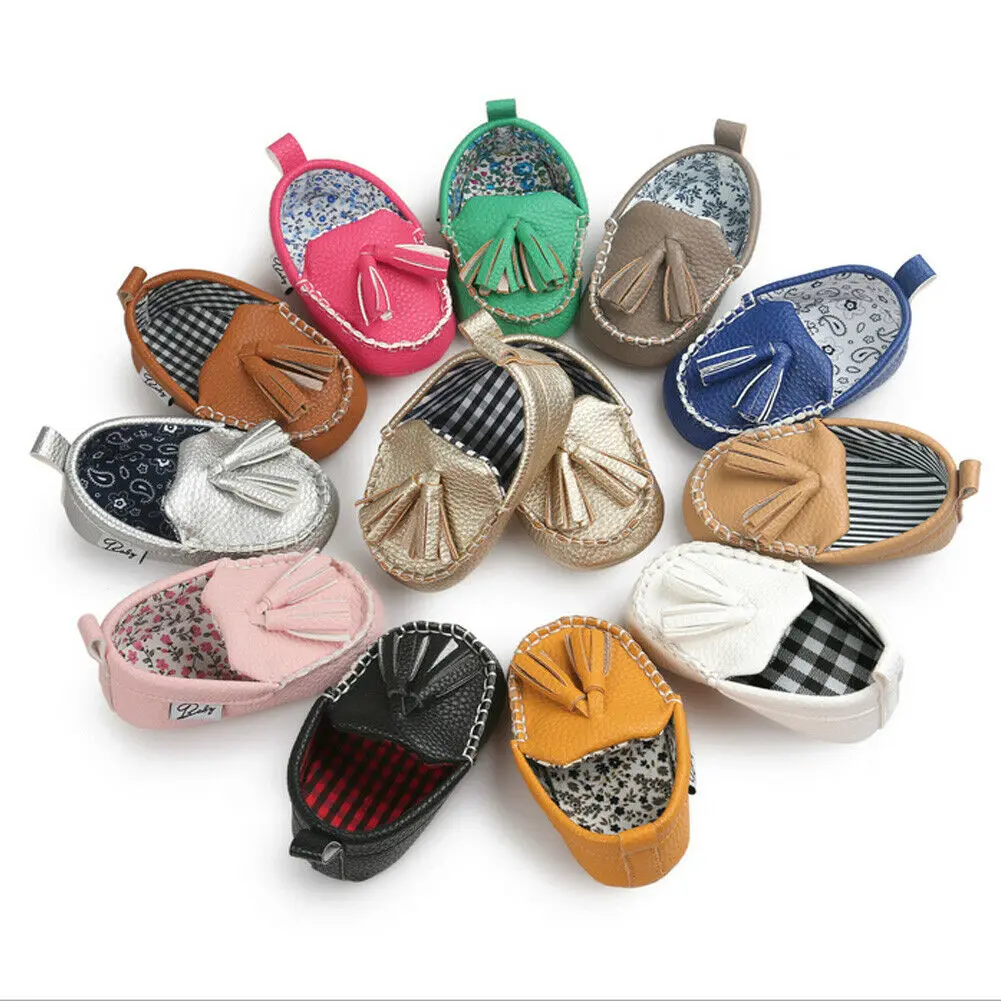 

Baby Girls Boys PU Leather Shoes Kids Soft Sole First Walking Shoes Baby Slippers
