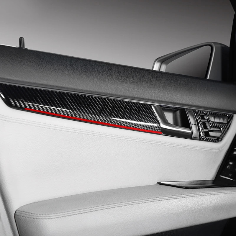 Srxtzm углеродное волокно для Mercedes Benz C Class W204 аксессуары сиденье кнопка для регулировки Панель накладка Наклейки интерьерные 4 предмета в комплекте