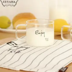 1 шт. Творческий WordArt прозрачный завтрак чашка кофе с ручкой Стекло молоко чашки кухонный стол декоративные чашки воды