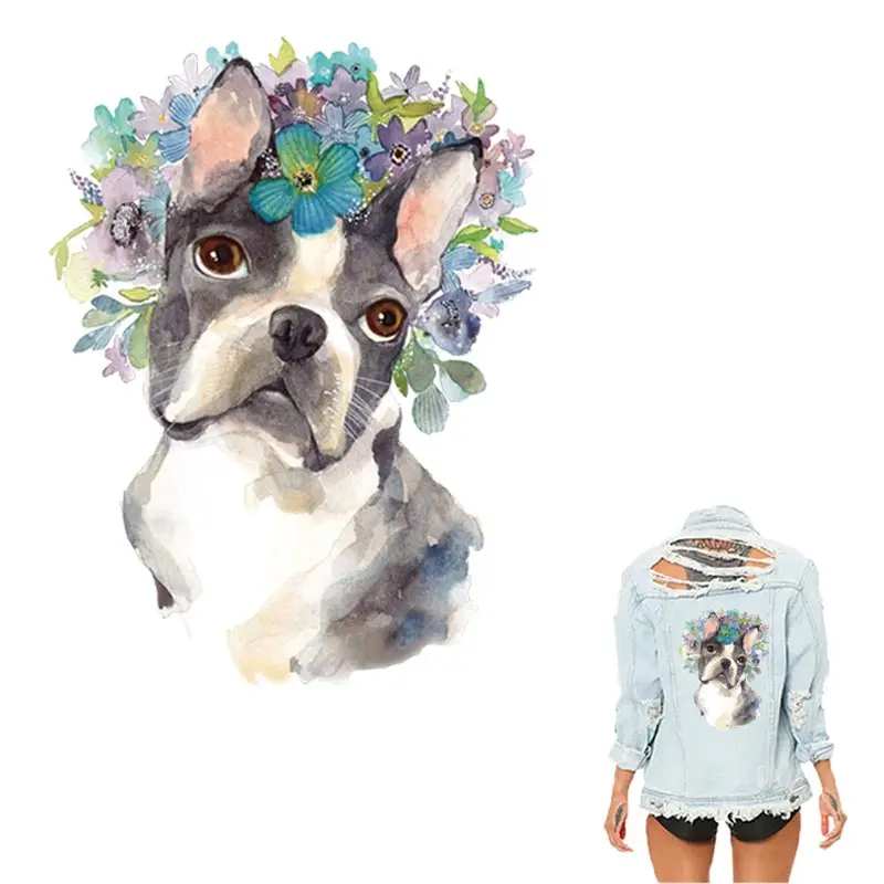 

COSBILL Iron On Stickers Cute Dog Patches For Clothing Watercolor DIY Washable Appliqued For Clothes Heat Transfers Y-092