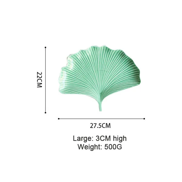 Творческий мультфильм керамическая тарелка зеленый белый лист форма десерт хлеб фрукты блюда духи ювелирные изделия лоток для хранения украшения дома - Цвет: green 2