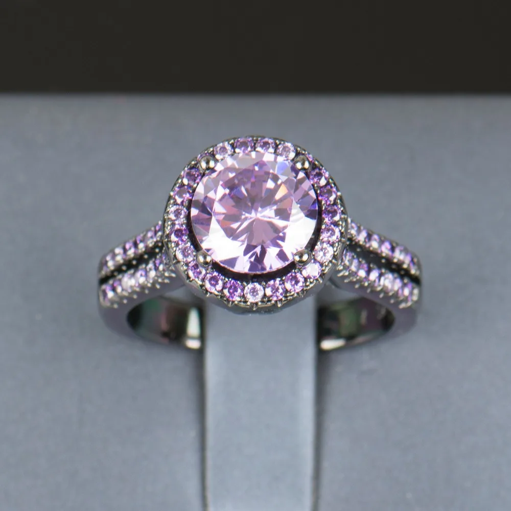 R&J 2016 Fashion Wanita Cincin Kristal Ungu 5A Zirkon