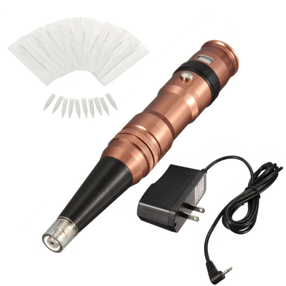 

YUELONG 1 Set Permanent Makeup Eyebrow Rotary Tattoo Machine Microblading Pen Kit with 10 Needles 10 Tips Tattoo Kit