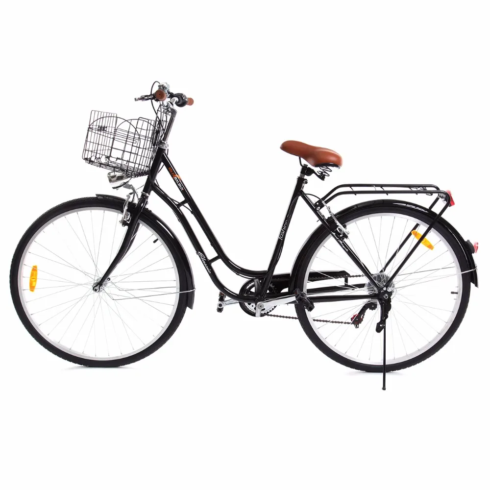 

(Ship From EU) 28 inch Women Bike Retro Bike With Black Basket Ladies Bicycle Bicicleta Aluminium Double Disc Brake bisikle