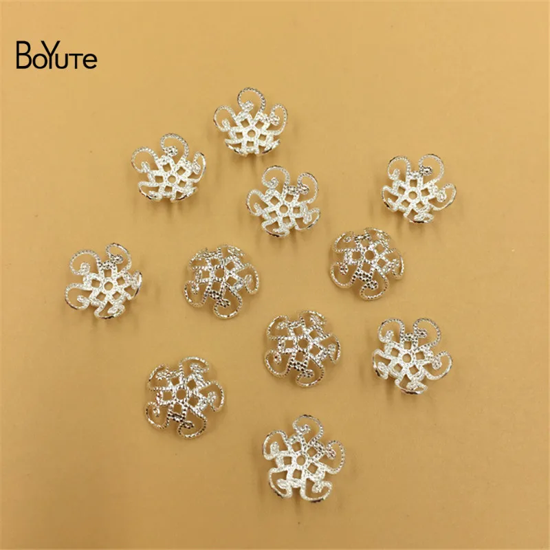 BoYuTe Wholesale (200 PiecesLot) 7 Colors Metal Brass Stamping 410MM Filigree Flower Bead Caps DIY Jewelry Findings (2)