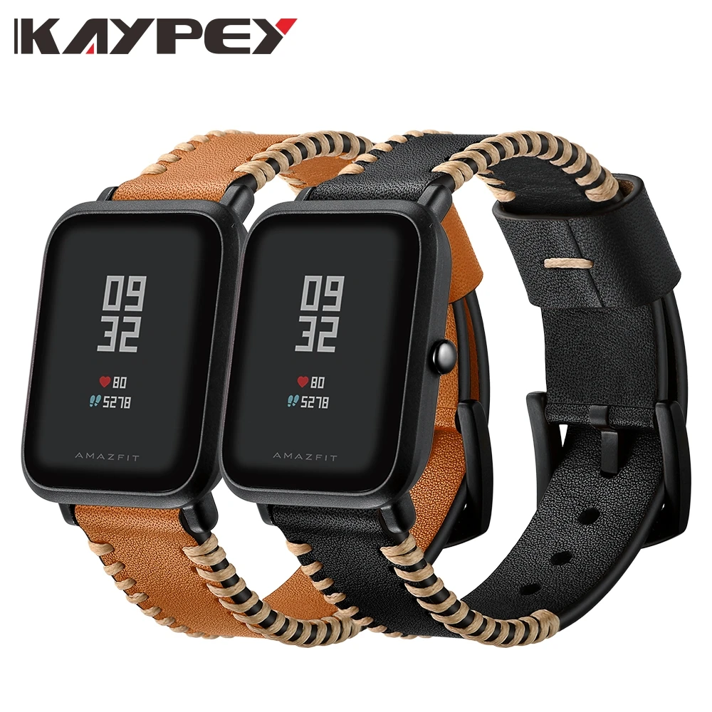 Luxury Leather Strap for Xiaomi Huami Amazfit Bip BIT Smart Watch Bracelet for Huami Amazfit Band Strap Genuine Leather Belt