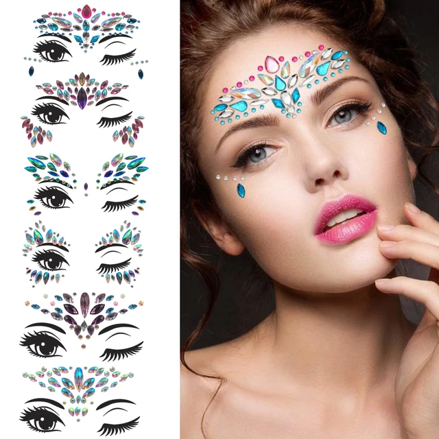 Buy 24 Styles Adhesive Sticky Gems Sticker Makeup Face