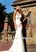 2016 echt Weiß Elegante Lange Meerjungfrau Satin Abend Kleider Scoop Sleeveless Beades Durchsichtig Vestido de Festa Partei-kleid