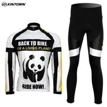XINTOWN Cycling Jersey Fleece Thermal Winter Panda Picture Cycling Bike Bicycle Cycling Clothing Long Sleeve Jersey CC0107-5