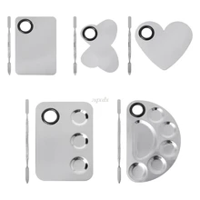 Нержавеющая сталь палитра краски лоток смешивания стержень шпатель набор для ногтевого искусства питания школьные принадлежности акварельные масляные краски ing макияж