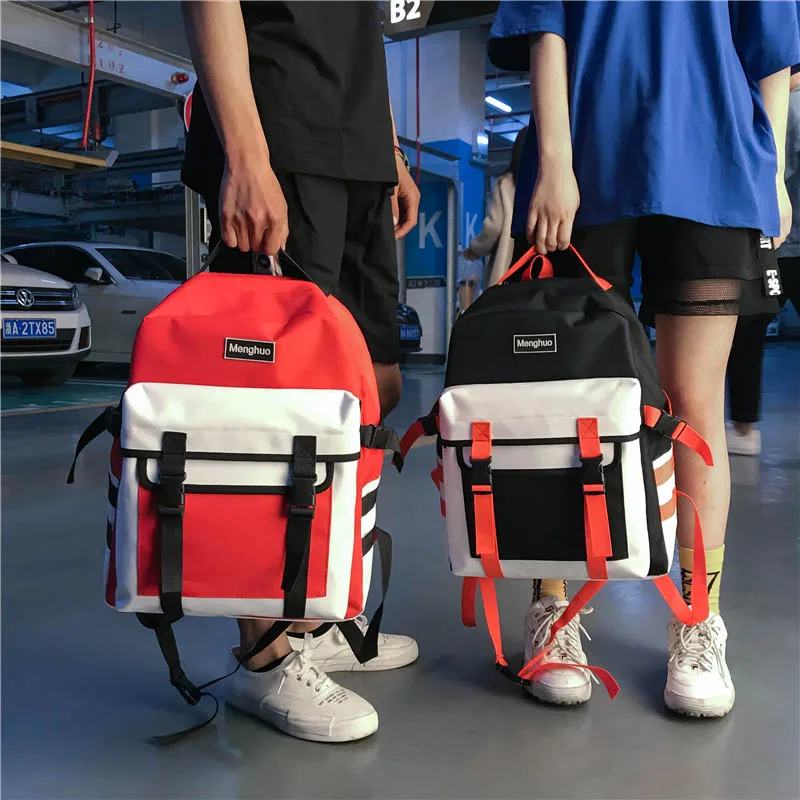 MENGHUO Fashion Black Women Backpack Canvas Men School Backpacks for Teenagers Girls Casual Large Capacity Korean Bags Mochilas (64)