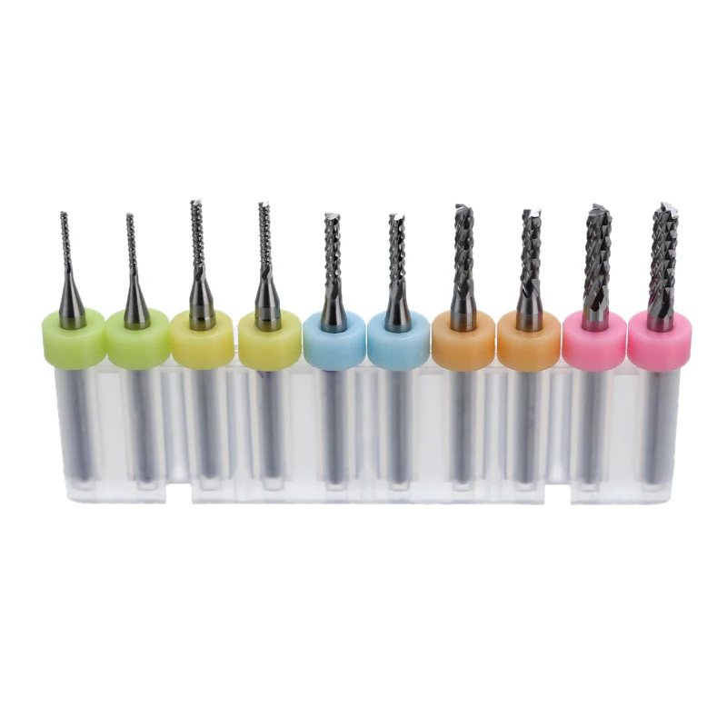 10Pcs Carbide Drill Bit 1-3mm Micro Drill Bits Set PCB CNC Hard Wood Rotary Cutter Engraving Milling Tool Mayitr